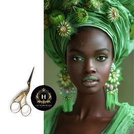 Dekoupage der afroamerikanischen Frau Grüner Glamo Seidenpapier