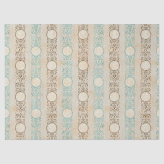 Dekoupage der aquamarinen und braunen Streifen Seidenpapier (Vorderseite)