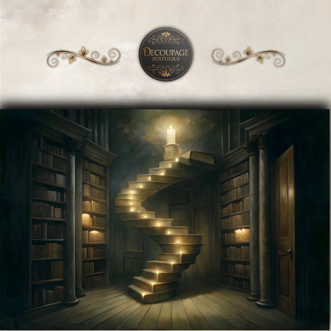 Dekoupage der Bibliothek Candlelit Seidenpapier (Candlelit Library Staircase Decoupage Tissue Paper)