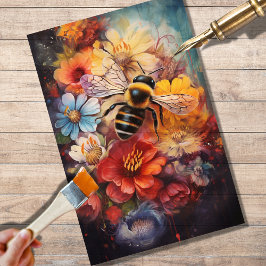 Dekoupage der Bienenflora und -farben Seidenpapier