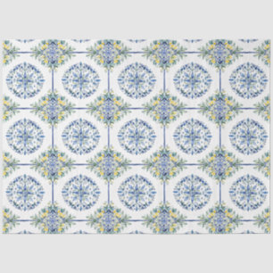Dekoupage der Blumenzwiebeln in italienischem Blau Seidenpapier