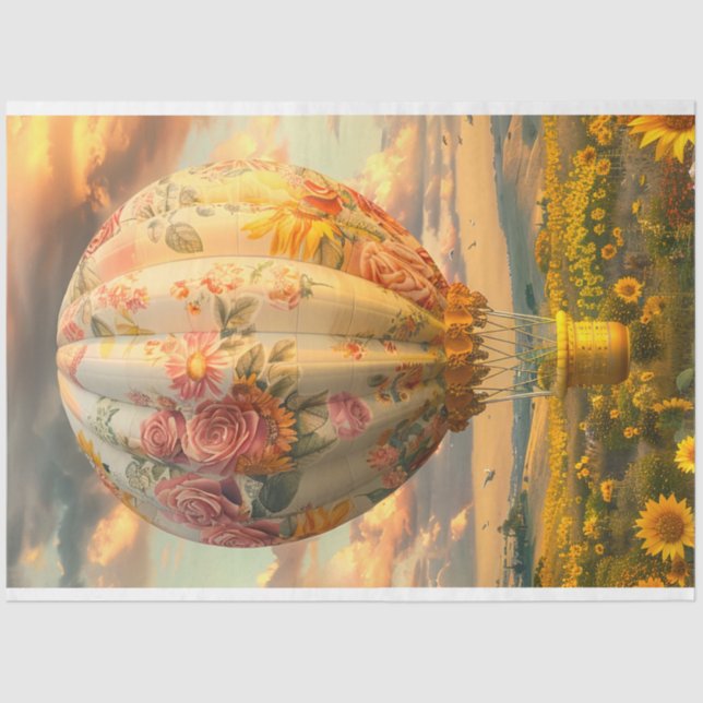 Dekoupage der floralen Heißluftballon, Seidenpapier (Vorderseite)