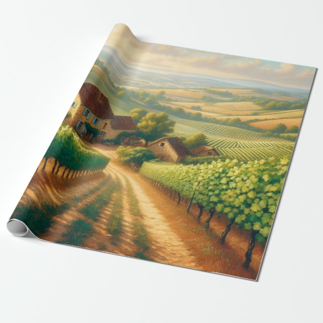 Dekoupage der französischen Weinberge Geschenkpapier (Ungerollt)