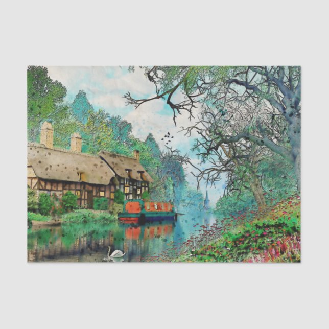 Dekoupage der Landschaft, Gewebepapier Seidenpapier (Vorderseite)