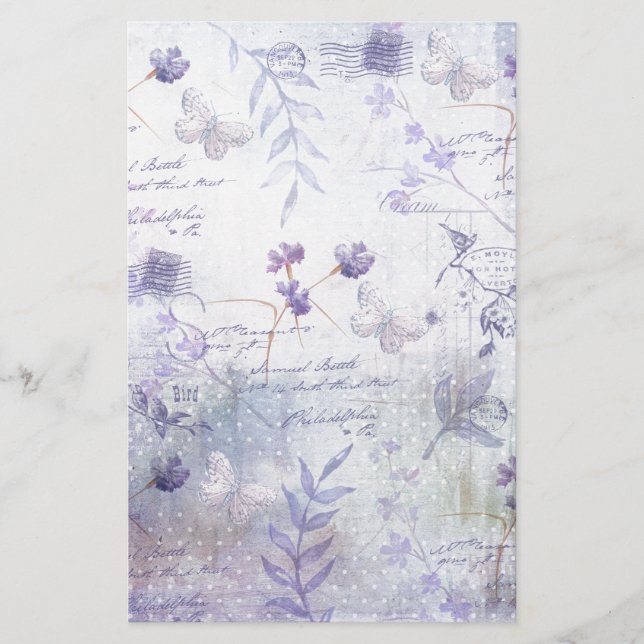 Dekoupage der Lavendel-Blume Briefpapier (Vorderseite)