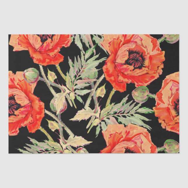 Dekoupage der Red Poppy Blume Seidenpapier (Vorderseite)