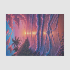 Dekoupage der rosa Sandbucht | Tropischer Strand Seidenpapier