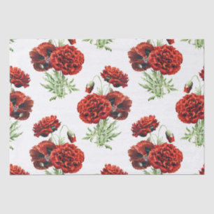 Dekoupage der roten Vintagen Mohnblume-Blume Seidenpapier
