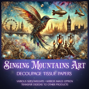 Dekoupage der viktorianischen Hummingvogel Seidenpapier