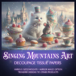 Dekoupage der Vintag Tee-Party Cat Maus Seidenpapier