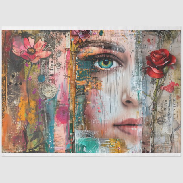 Dekoupage der Vintagen Abstrakten Kunstsammlung Seidenpapier (Vorderseite)