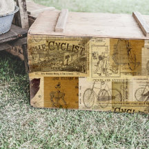 Dekoupage der Vintagen Fahrrad- und Fahrradanzeige