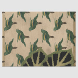 Dekoupage der Vintagen Grün- und Gelbvögel Seidenpapier