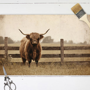 Dekoupage der Vintagen Rinder im Highland Bull Seidenpapier