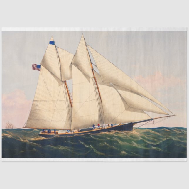 Dekoupage der Vintagen Yacht Nautical Boat Ship Seidenpapier (Vorderseite)