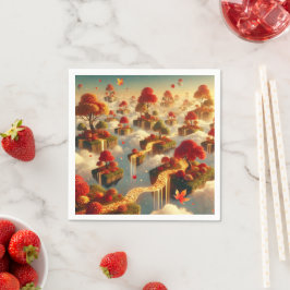 Dekoupage der Whimsical Autumn Floating Islands Serviette
