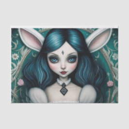 Dekoupage der Whimsical White Kanbit Girl Alice Seidenpapier