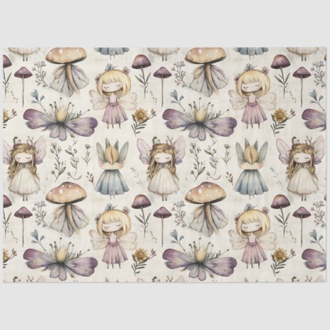 Dekoupage der Whimsicous Fairy & Mushroom Flower G Seidenpapier (Vorderseite)