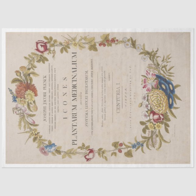 Dekoupage des antiken botanischen Krans Seidenpapier (Vorderseite)