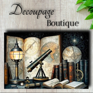 Dekoupage des Astronomen-Studios Globe Telescope Seidenpapier