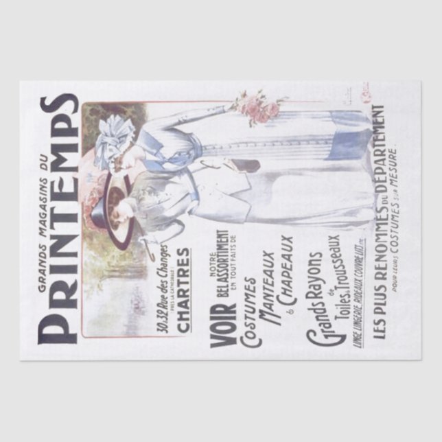 Dekoupage des französischen Store Ad Spring Lady T Seidenpapier (Vorderseite)