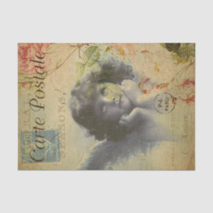 Dekoupage des französischen Vintagen Engels und de Seidenpapier