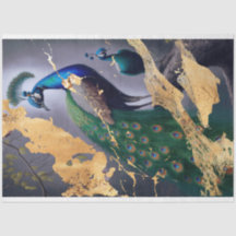 Dekoupage des Golden Peacock Tissue