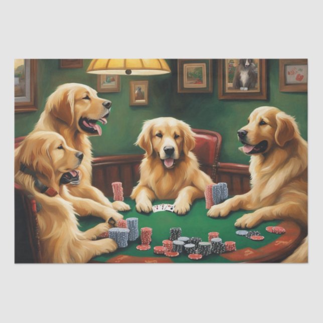 Dekoupage des Goldenen Retriever Poker Party Seidenpapier (Vorderseite)