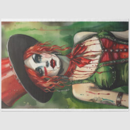 Dekoupage des Green und Red Circus Ring Leader Seidenpapier