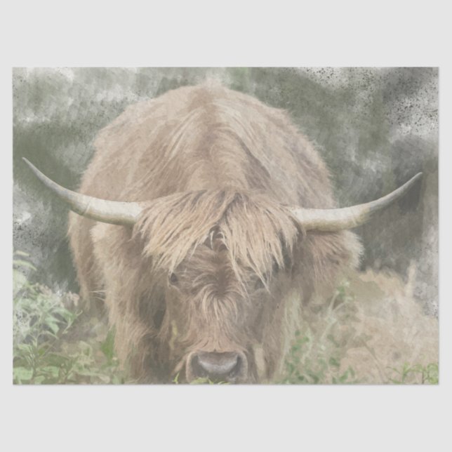 Dekoupage des Highland Coo Tissue Seidenpapier (Vorderseite)