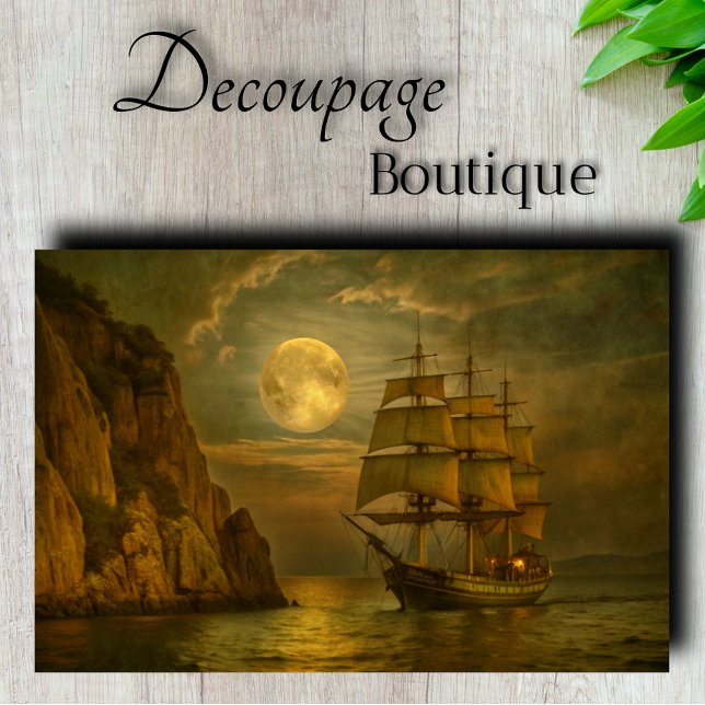 Dekoupage des Moonlit Segelschiffs Seidenpapier (Moonlit Sailing Ship Decoupage Tissue Paper)