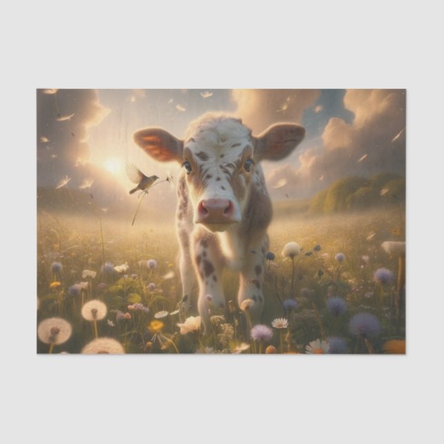 Dekoupage des Sweet Spring Calf | Bauernhof Seidenpapier (Vorderseite)