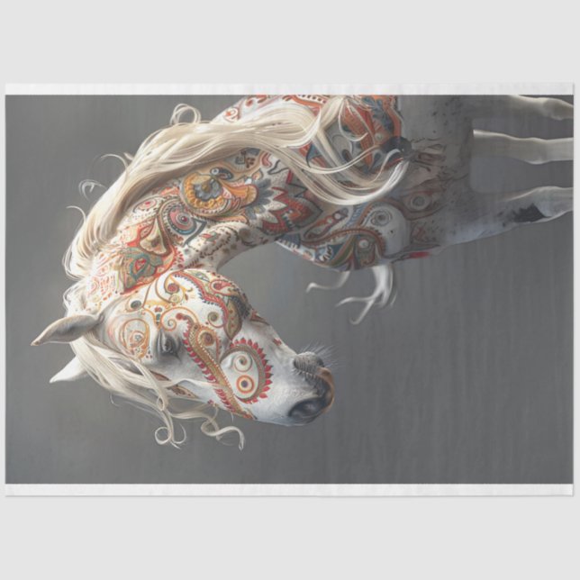 Dekoupage des Tribunal Indian Painted Horse Series Seidenpapier (Vorderseite)