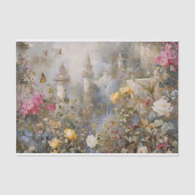 Dekoupage des verzauberten Blumengartens Seidenpapier (Vorderseite)