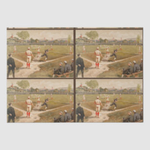 Dekoupage des Vintagen Baseball-Spiels aus dem 19. Seidenpapier