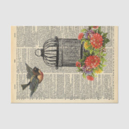 Dekoupage des Vintagen Wörterbuchpakets zum Vogelk Seidenpapier