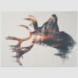 Dekoupage Double Exposure Deer Profile Seidenpapier