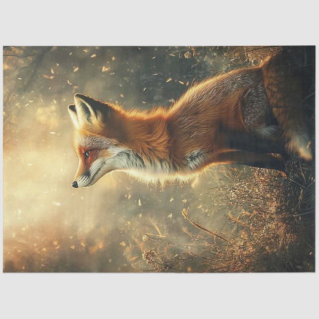 Dekoupage Enchanted Forest Red Fox Serene Seidenpapier (Vorderseite)