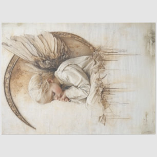 Dekoupage Faith Base Angel Sitting Moon Seidenpapier