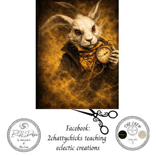 Dekoupage Fantasy Weißer Hase Zeitwächter Kunst Seidenpapier