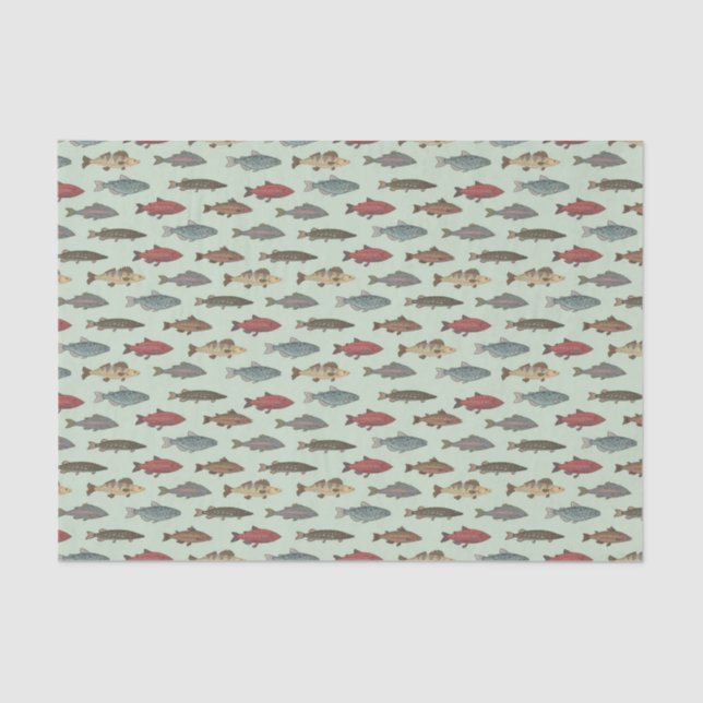 Dekoupage Fish Fish Green Geburtstagspartei Seidenpapier (Vorderseite)