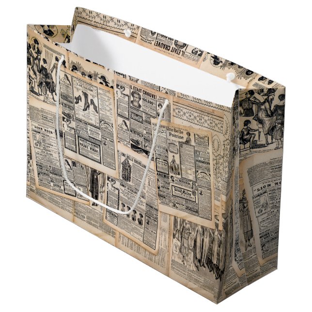 Dekoupage für antike Werbeblätter Große Geschenktüte (Vorderseite Schrägansicht)