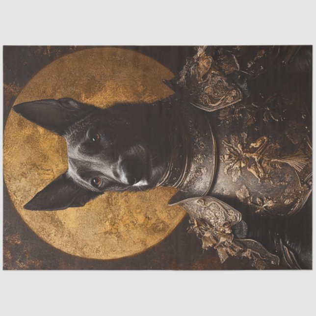 Dekoupage German Shepard Mittelalterliche Rüstung Seidenpapier (Vorderseite)