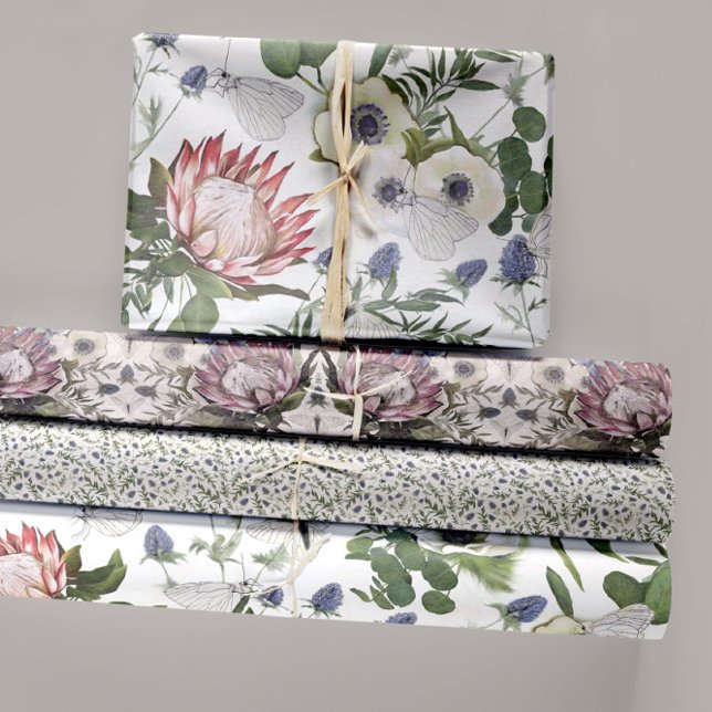 Dekoupage Geschenkpapier Set (Elegant Romantic Botanical Garden Floral Butterfly Wrapping Paper Sheets. Jenn Steffen-Studio Posies)