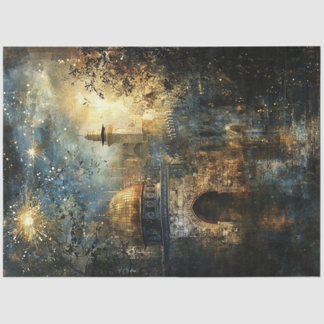 Dekoupage Golden Dome of the Rock Jerusalem Seidenpapier (Vorderseite)