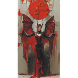 Dekoupage Gothic Woman in Rot Seidenpapier