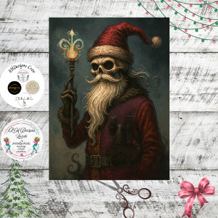 Dekoupage-Gotischer Skelett-Weihnachtsmann  Seidenpapier