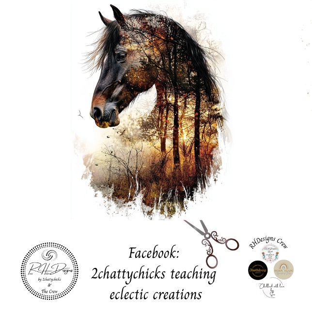 Dekoupage Horse Harmony Nature Double Exposure Seidenpapier (Von Creator hochgeladen)