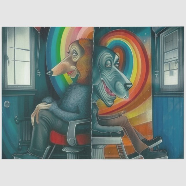 Dekoupage Imaginative Abstrakte Kunsttiere Seidenpapier (Vorderseite)