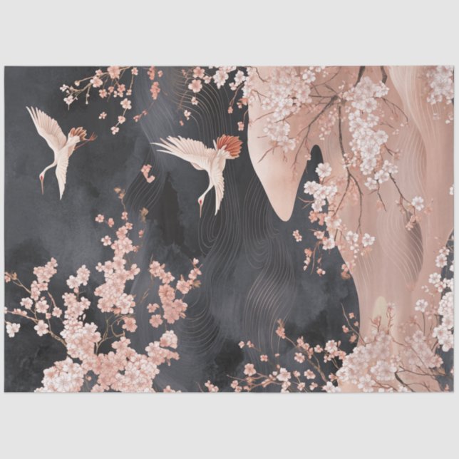 Dekoupage Japans Digital Art Kirsche Blüten Seidenpapier (Vorderseite)